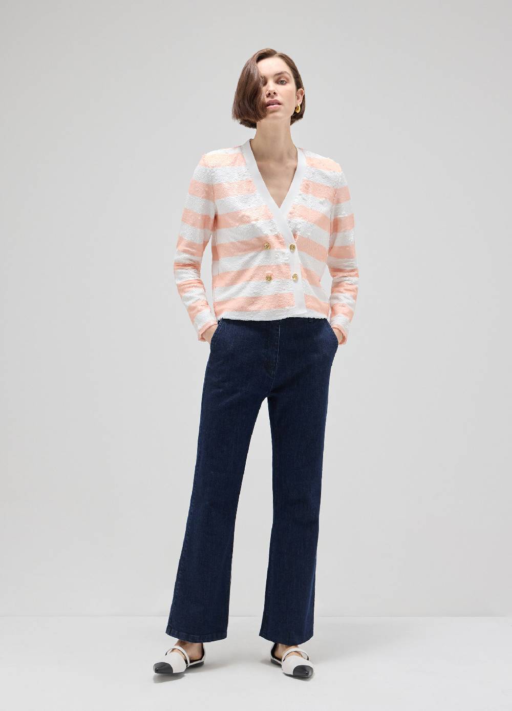 LES COPAINSCardigan tricot con paillettes