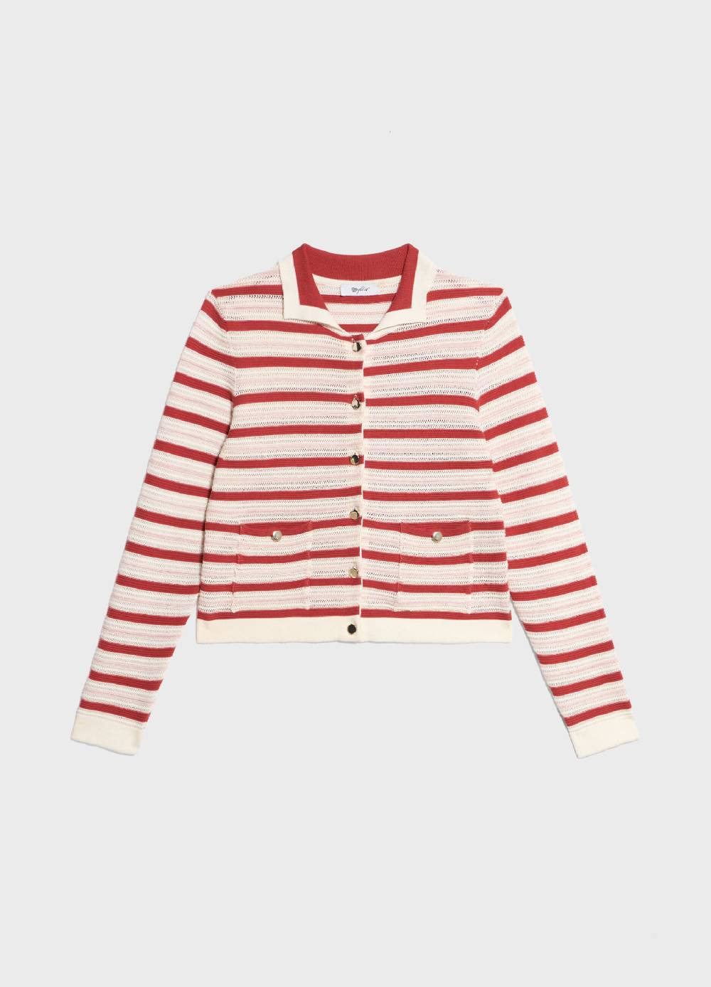 LES COPAINSCardigan Tricot In Cotone A Righe