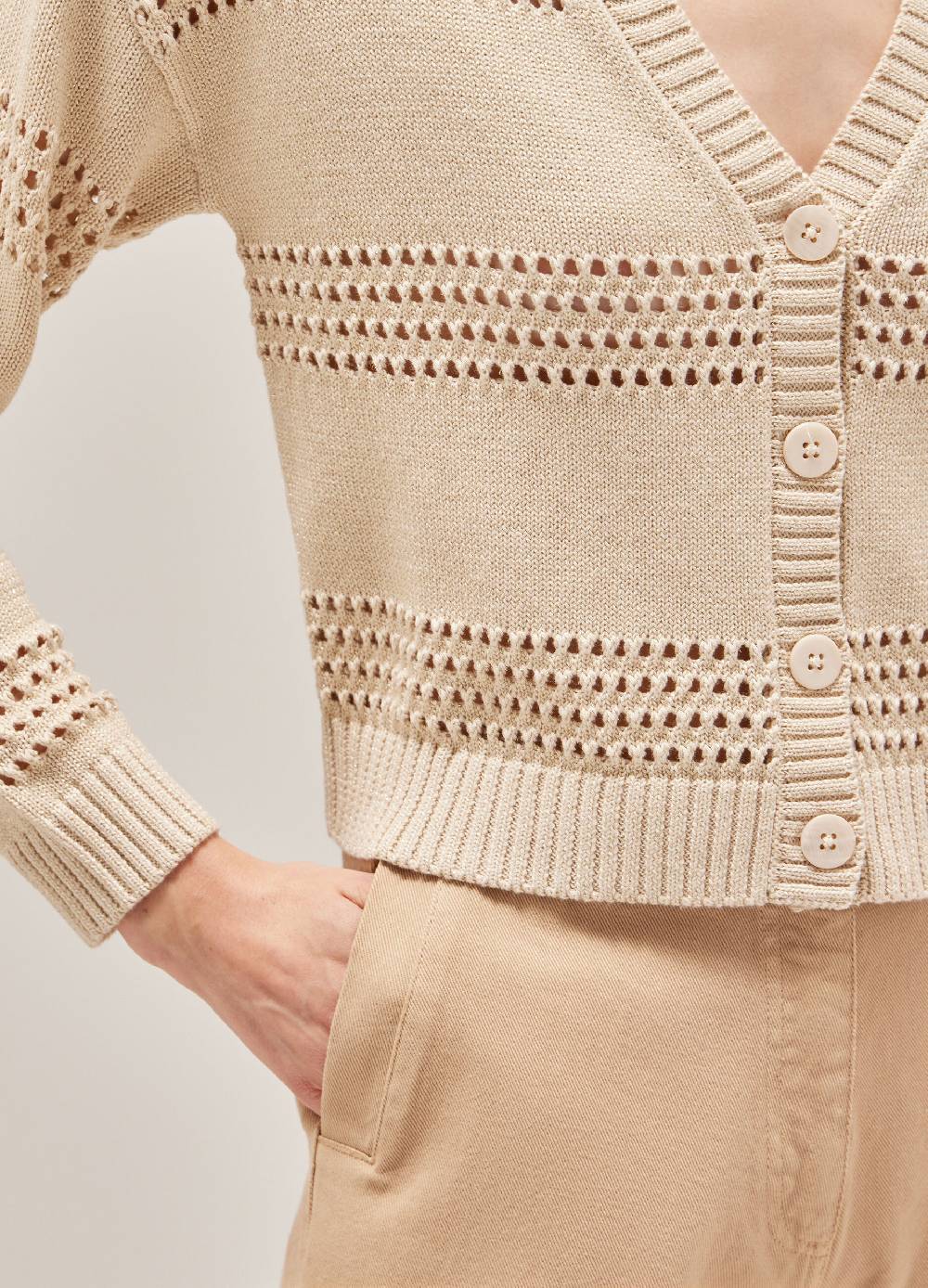 LES COPAINSCardigan Tricot Misto Seta E Cotone