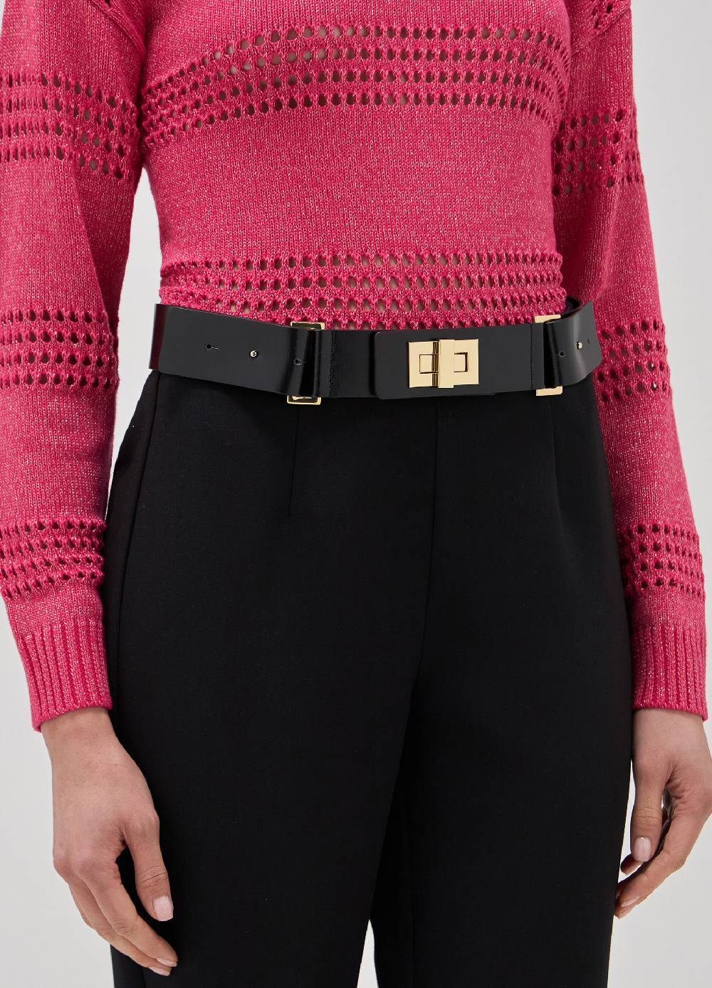 LES COPAINSCintura in vera pelle con monogramma