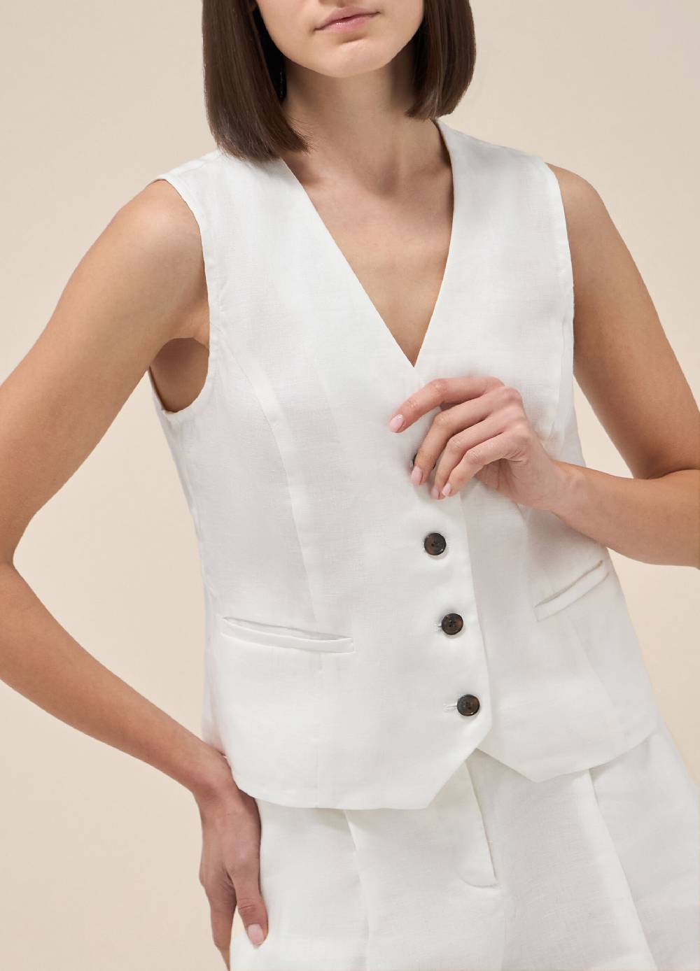 LES COPAINSGilet In Puro Lino