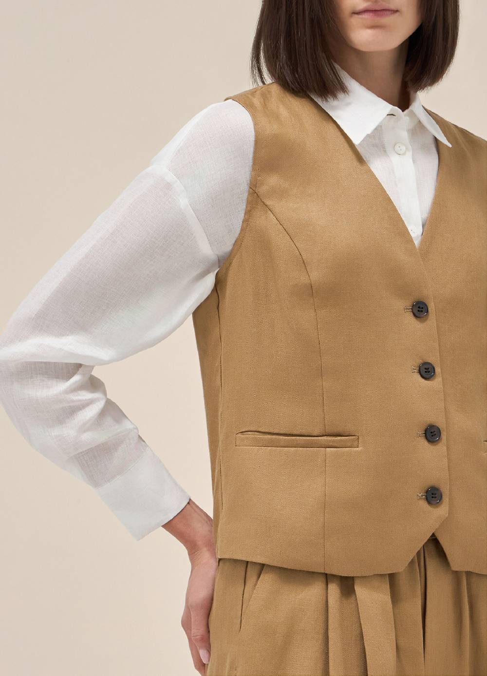 LES COPAINSGilet In Puro Lino