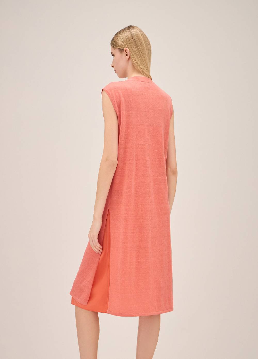 LES COPAINSGilet Lungo Tricot In Misto Lino