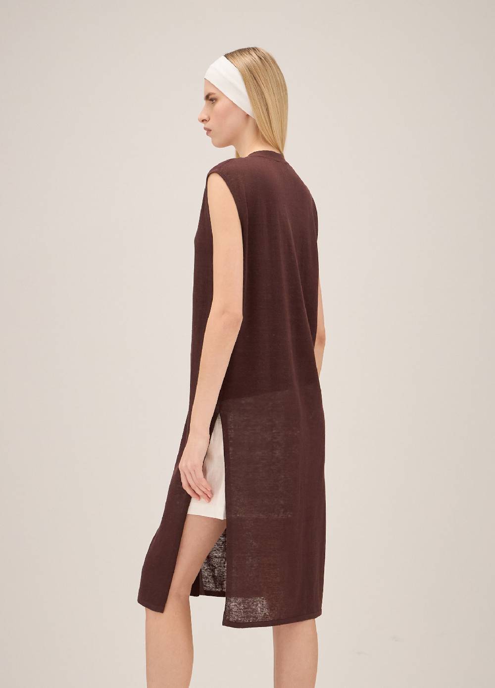 LES COPAINSGilet Lungo Tricot In Misto Lino