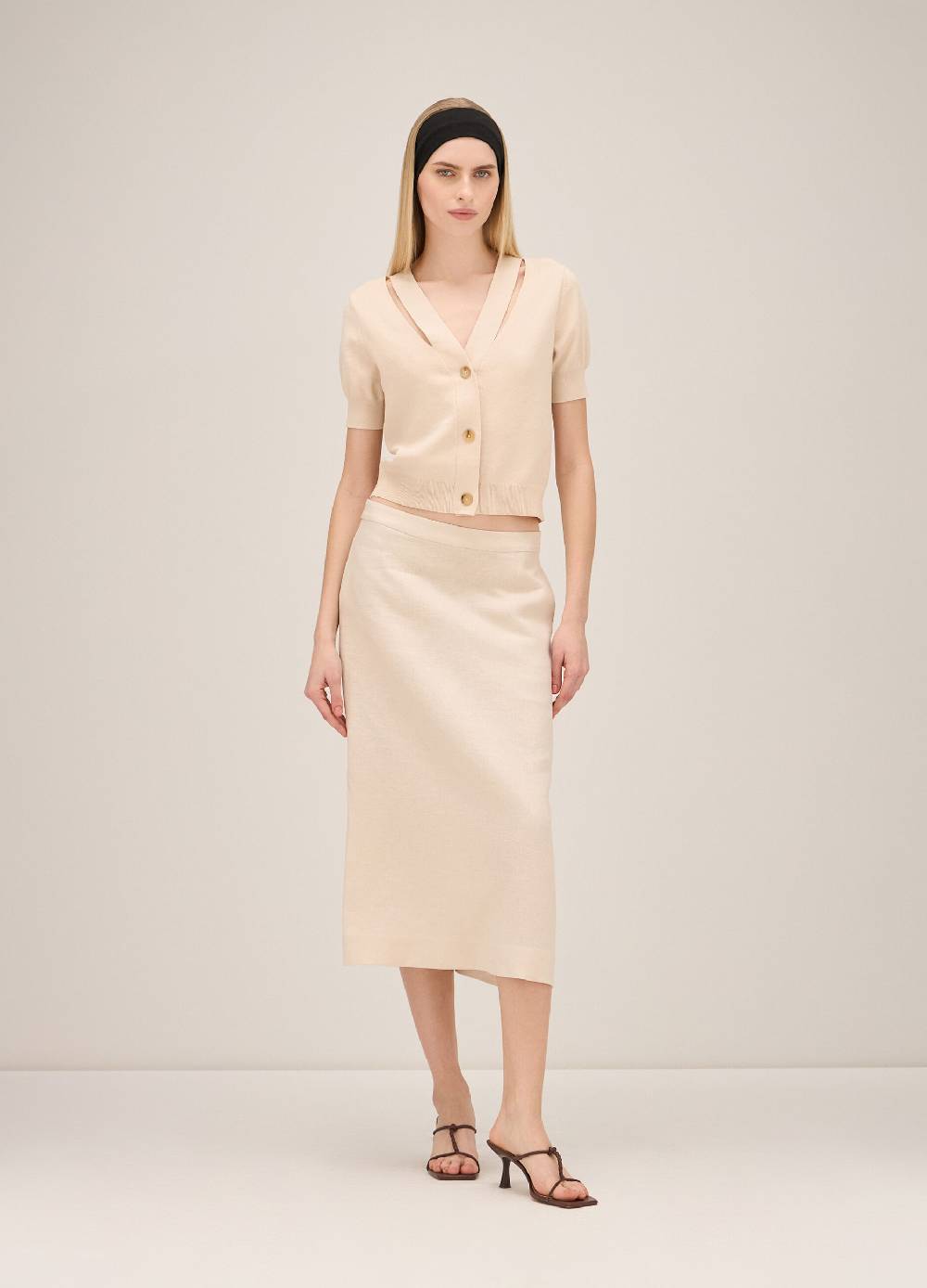 LES COPAINSGonna midi in puro lino