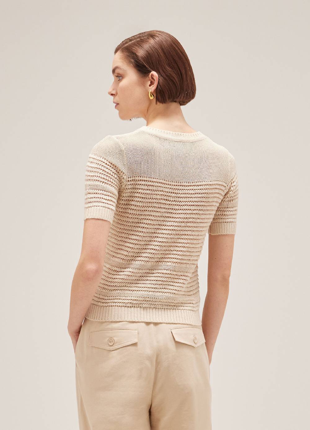 LES COPAINSMaglia Tricot A Maniche Corte Traforata