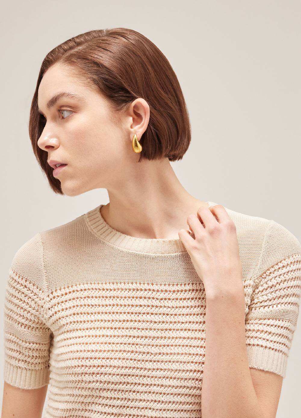 LES COPAINSMaglia Tricot A Maniche Corte Traforata