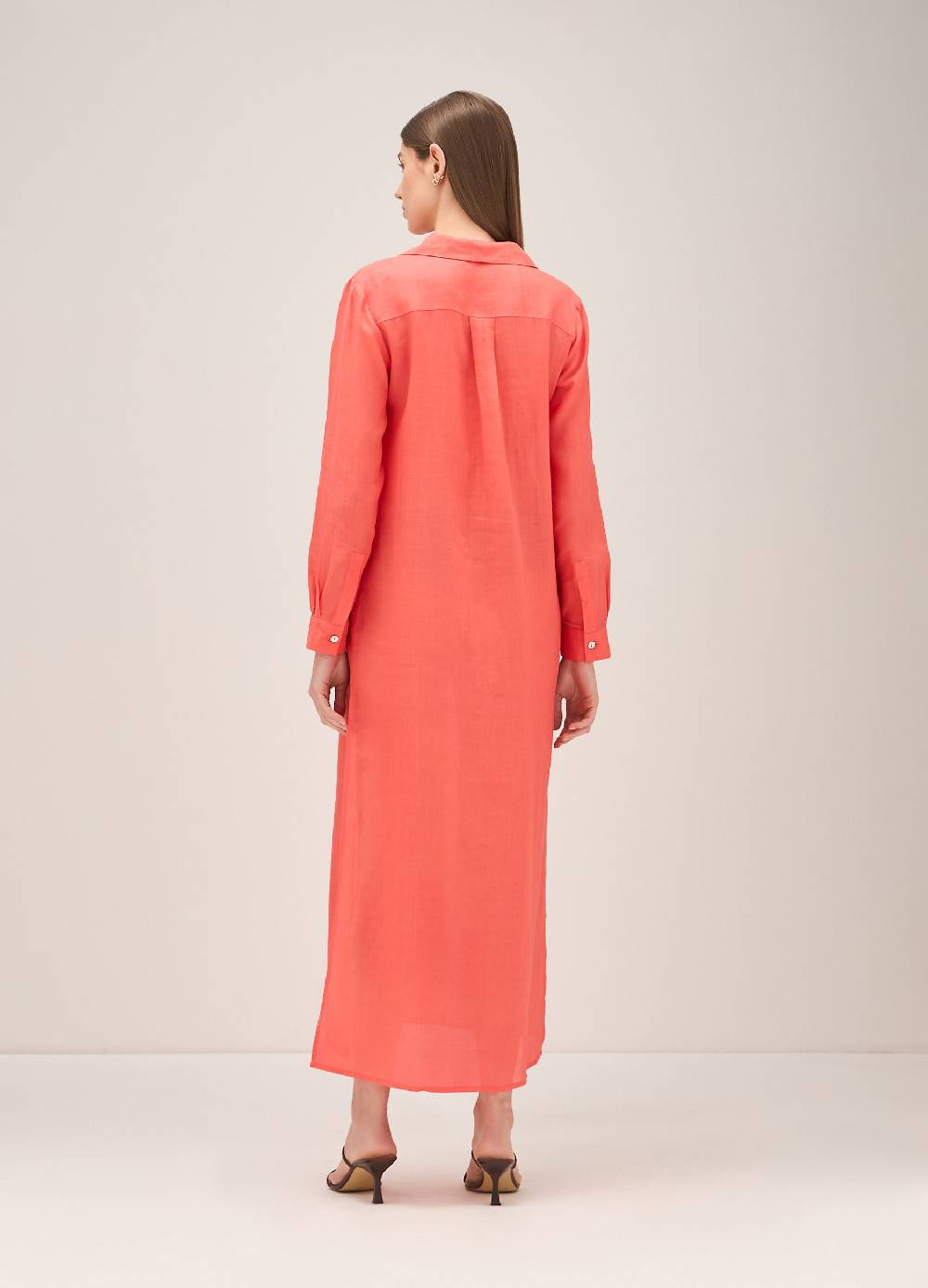 LES COPAINSMaxi Abito A Camicia In Fibre Naturali