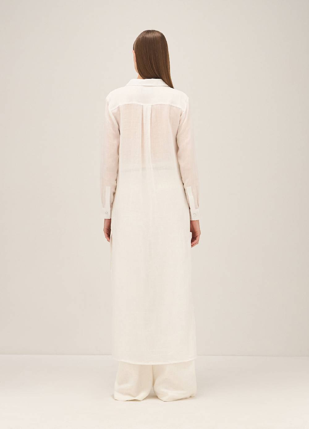 LES COPAINSMaxi Abito A Camicia In Fibre Naturali