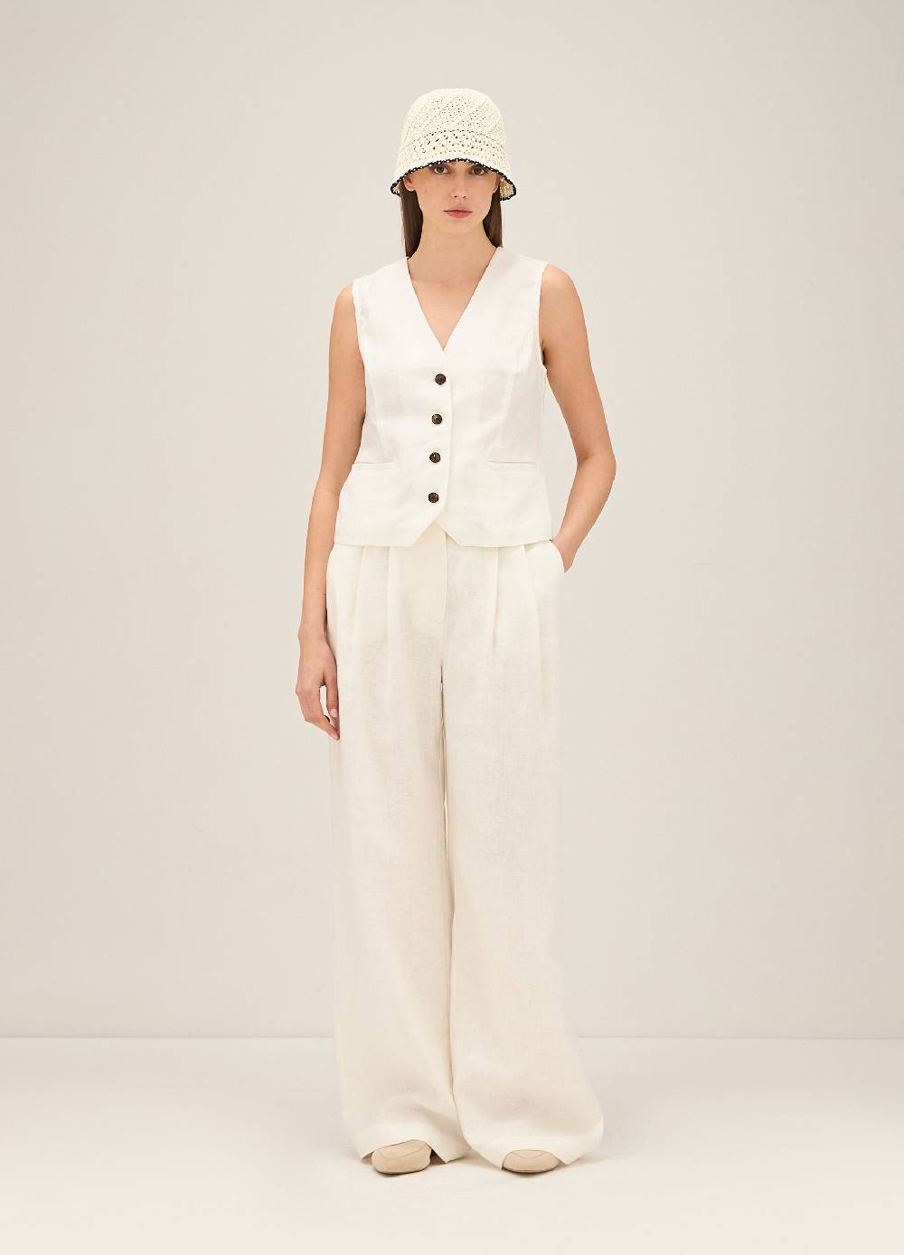 LES COPAINSPantaloni a gamba larga in lino