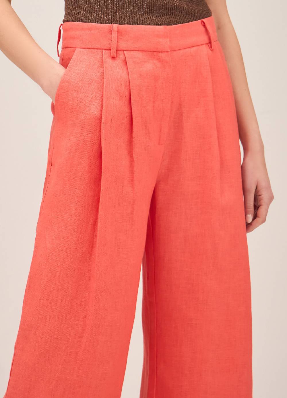 LES COPAINSPantaloni A Gamba Larga In Lino