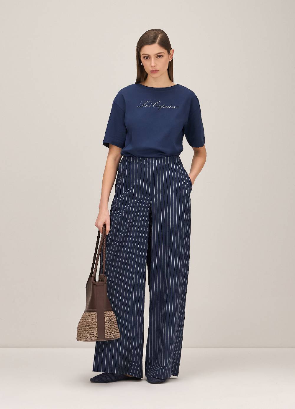 LES COPAINSPantaloni gessati a vita alta