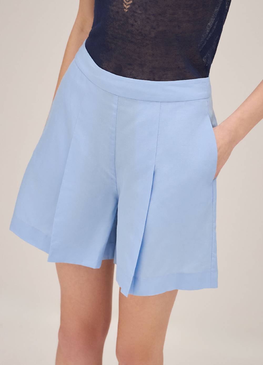 LES COPAINSPantaloni Shorts In Lyocell E Lino