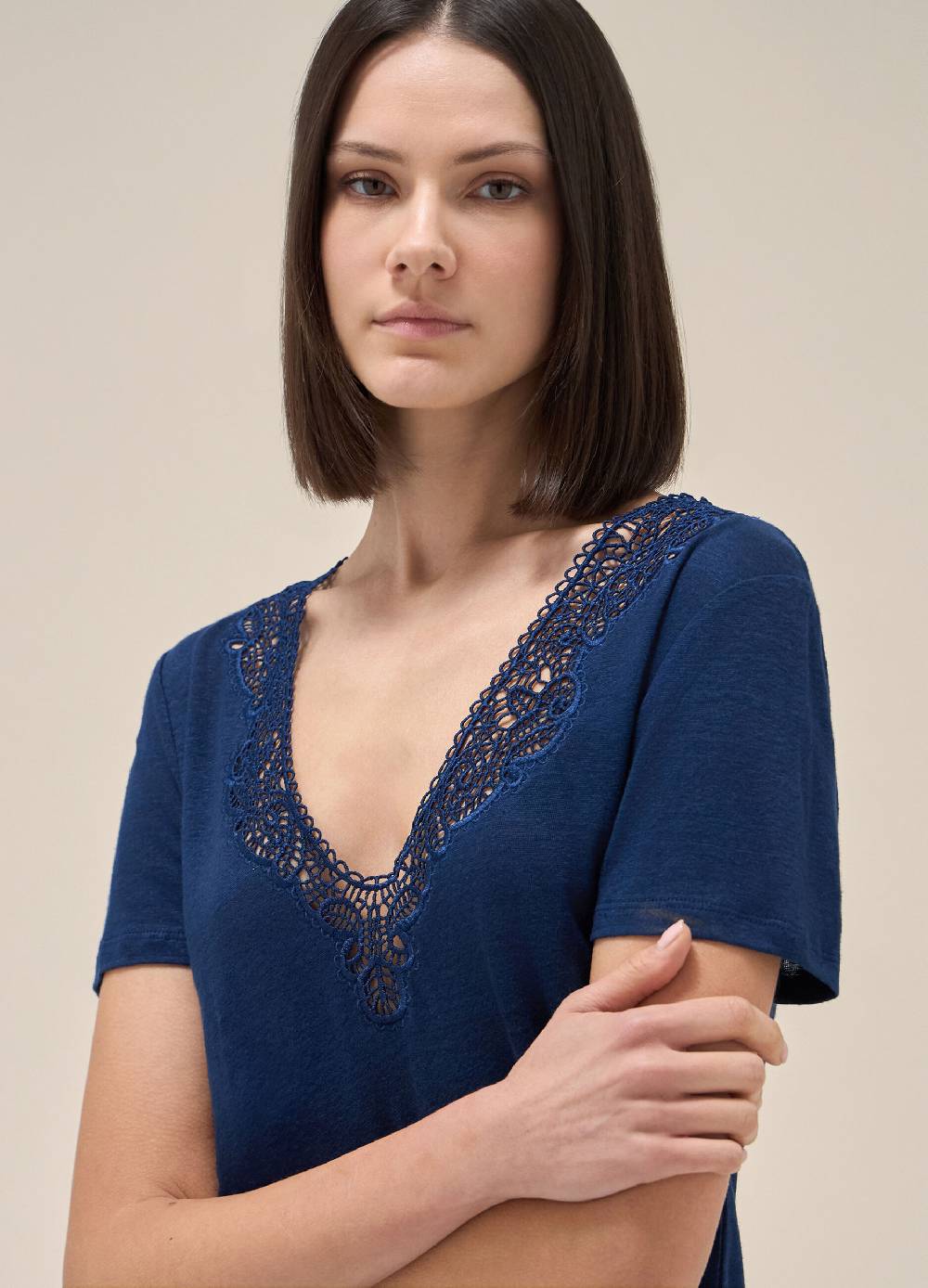 LES COPAINST-shirt A Maniche Corte In Lino