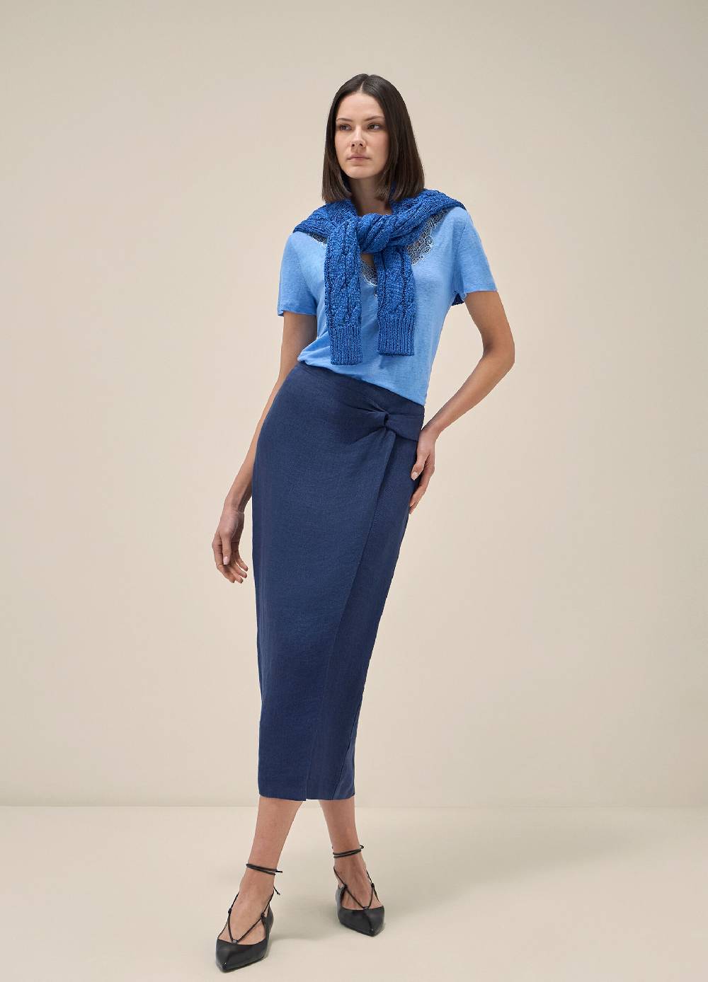 LES COPAINST-shirt a maniche corte in lino