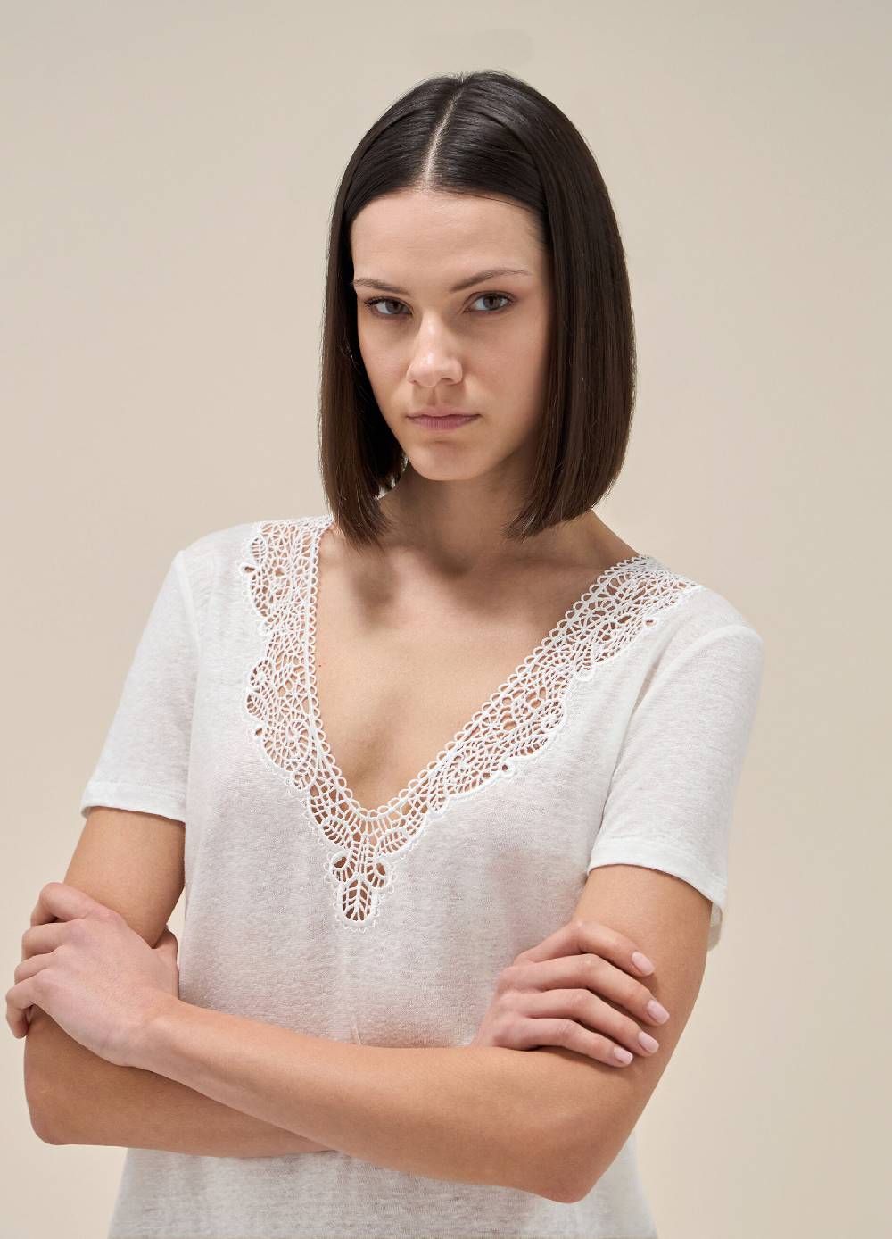 LES COPAINST-shirt A Maniche Corte In Lino