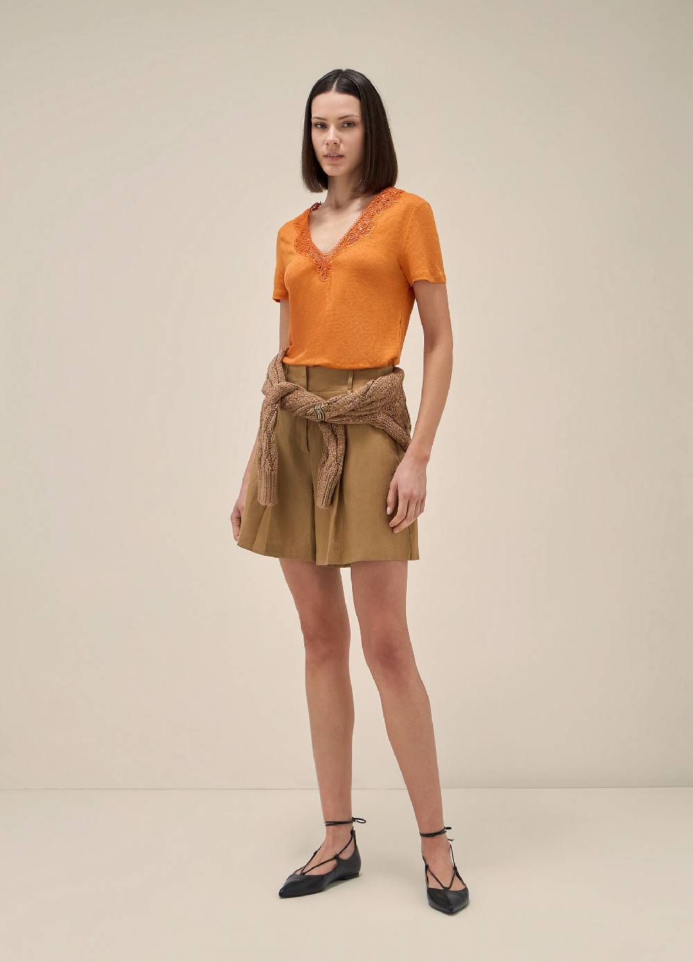 LES COPAINST-shirt a maniche corte in lino