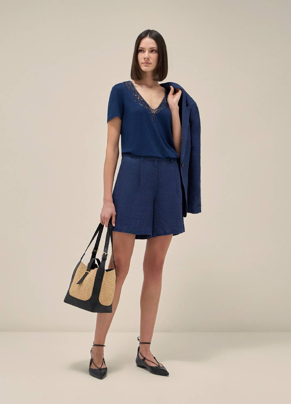 LES COPAINST-shirt a maniche corte in lino