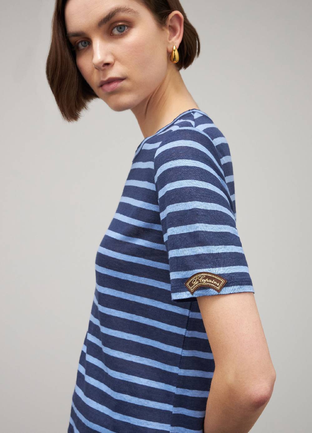 LES COPAINST-shirt A Righe In Lino