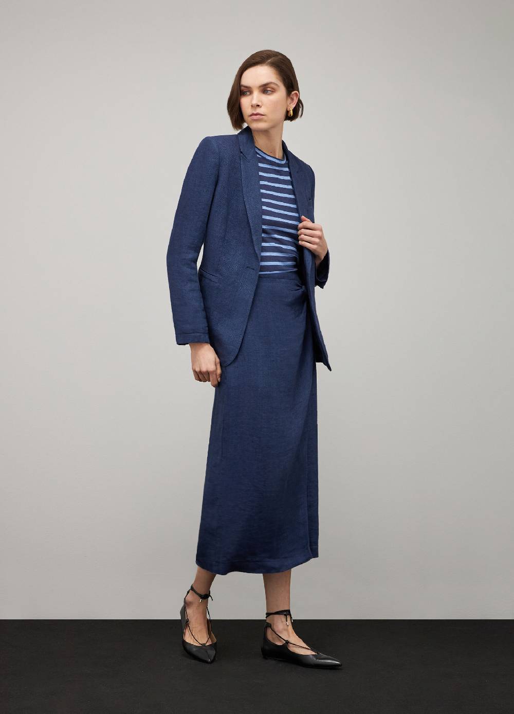 LES COPAINST-shirt a righe in lino