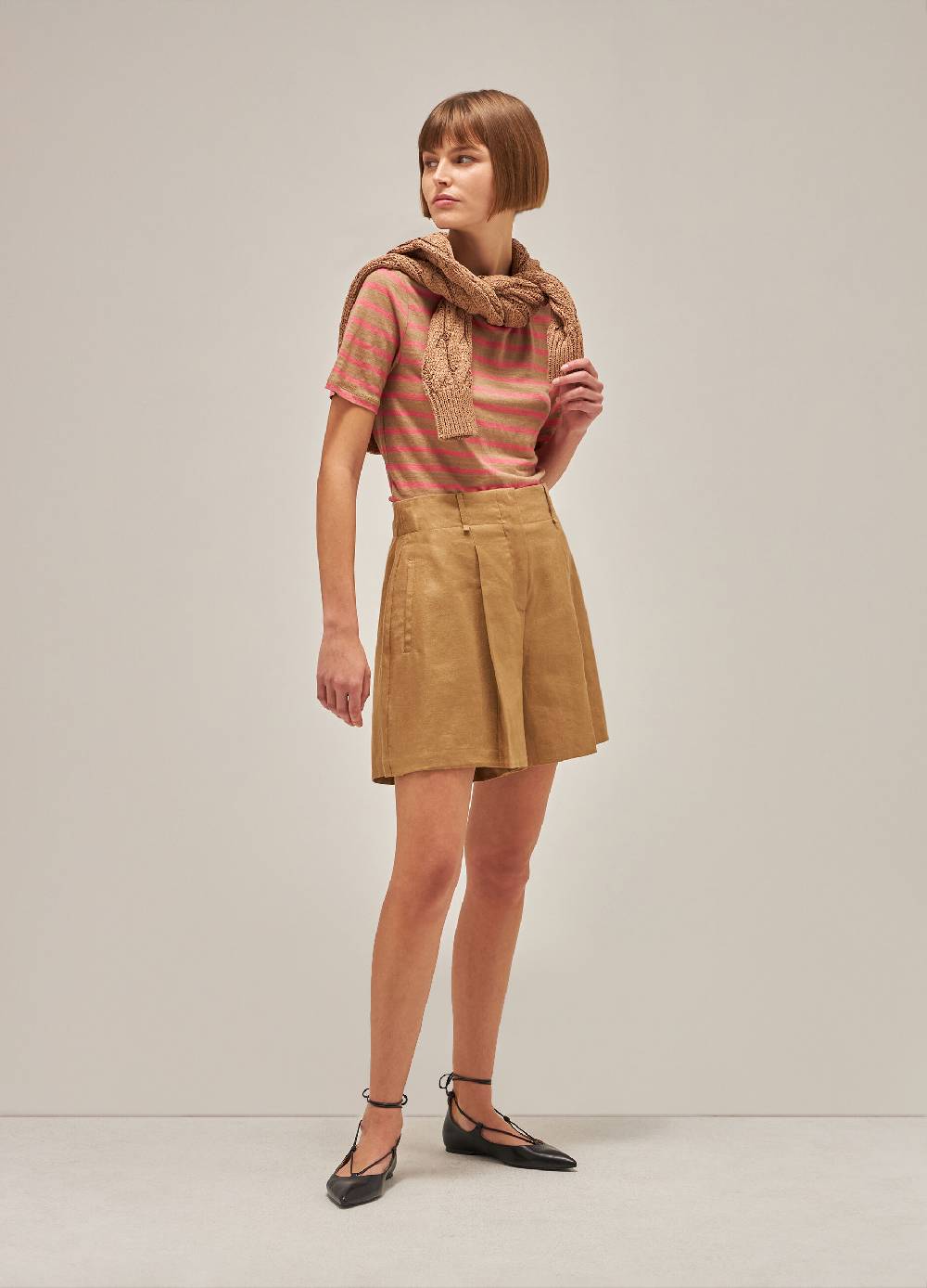 LES COPAINST-shirt a righe in lino