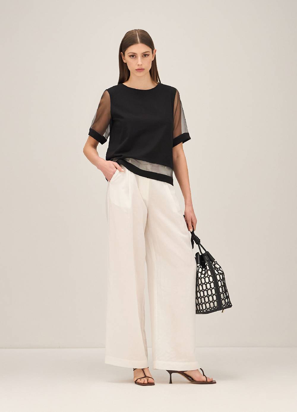 LES COPAINST-shirt in cotone con inserti