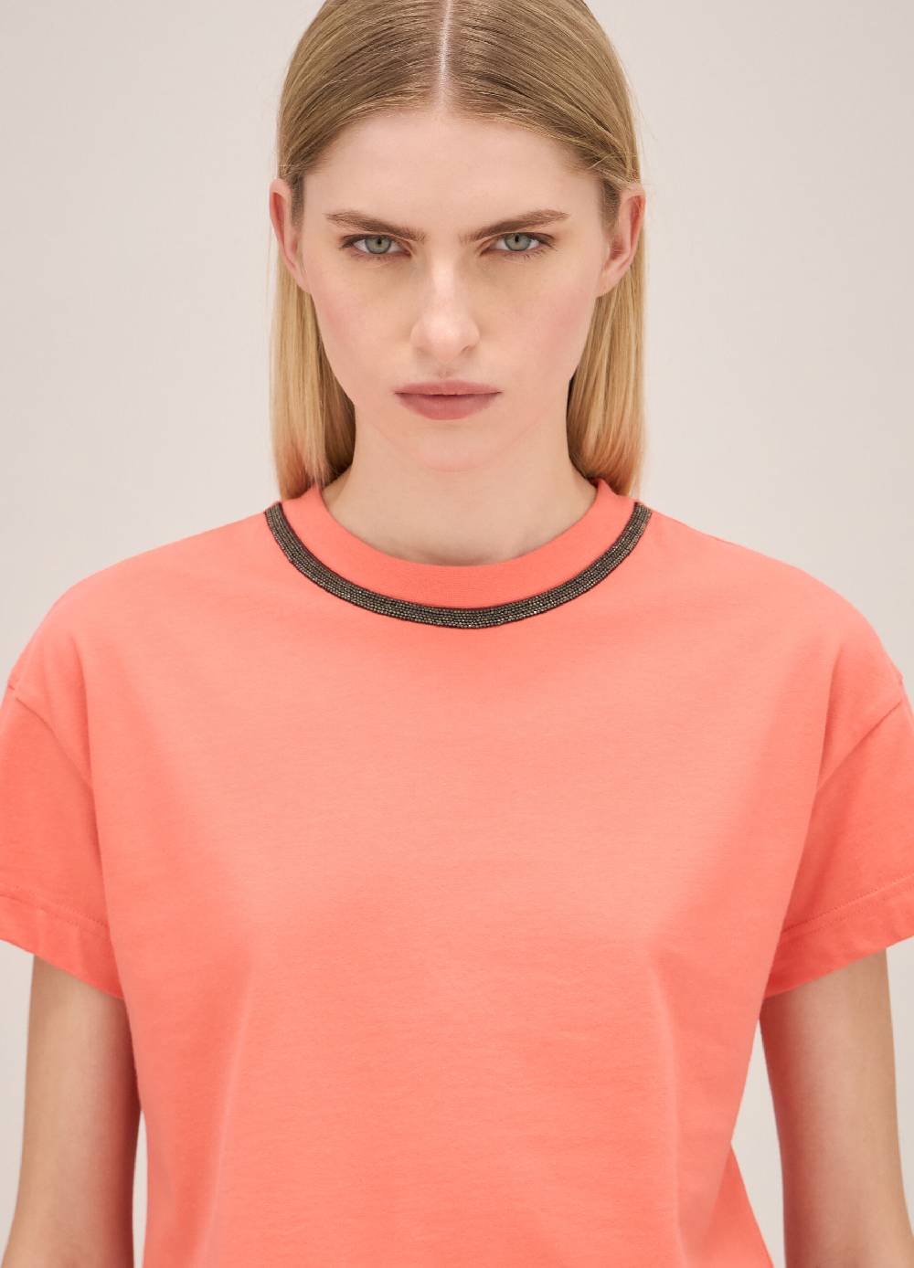 LES COPAINST-shirt In Cotone Con Perline Applicate