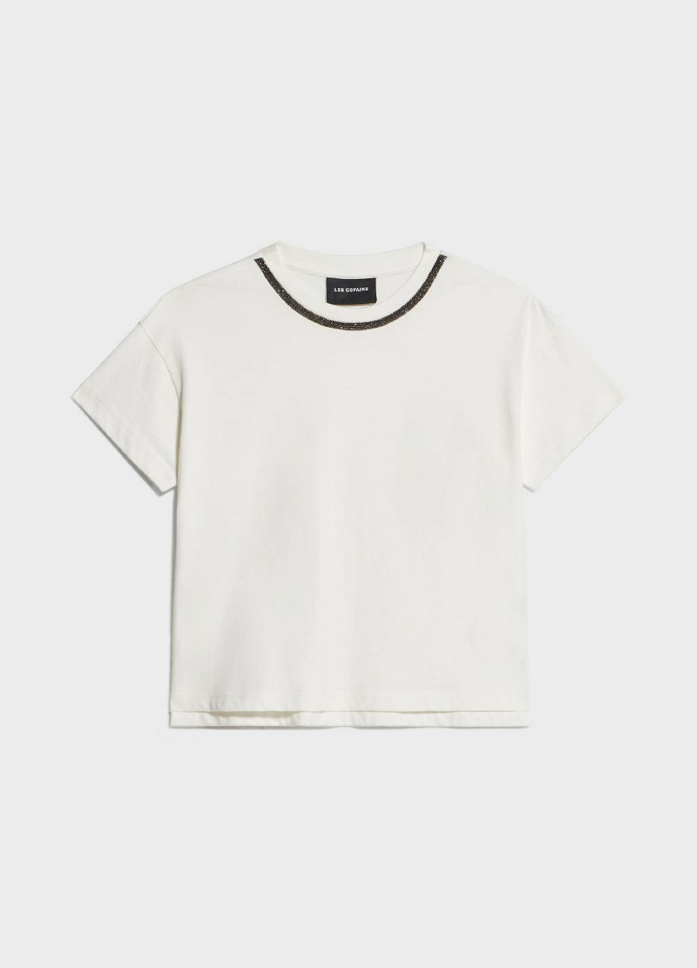 LES COPAINST-shirt In Cotone Con Perline Applicate
