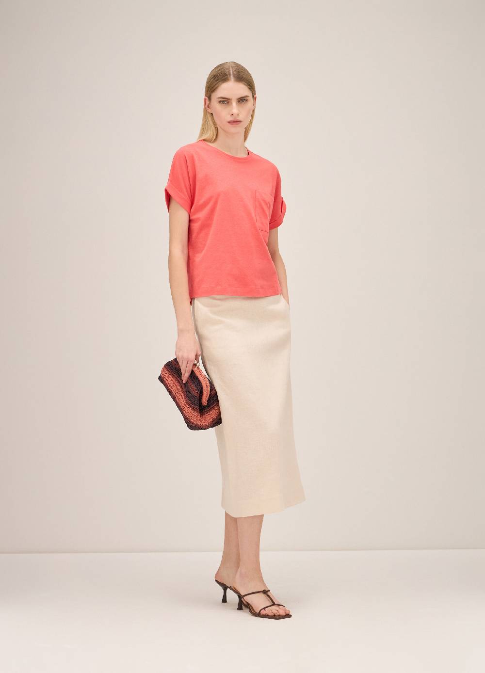 LES COPAINST-shirt in lino e cotone