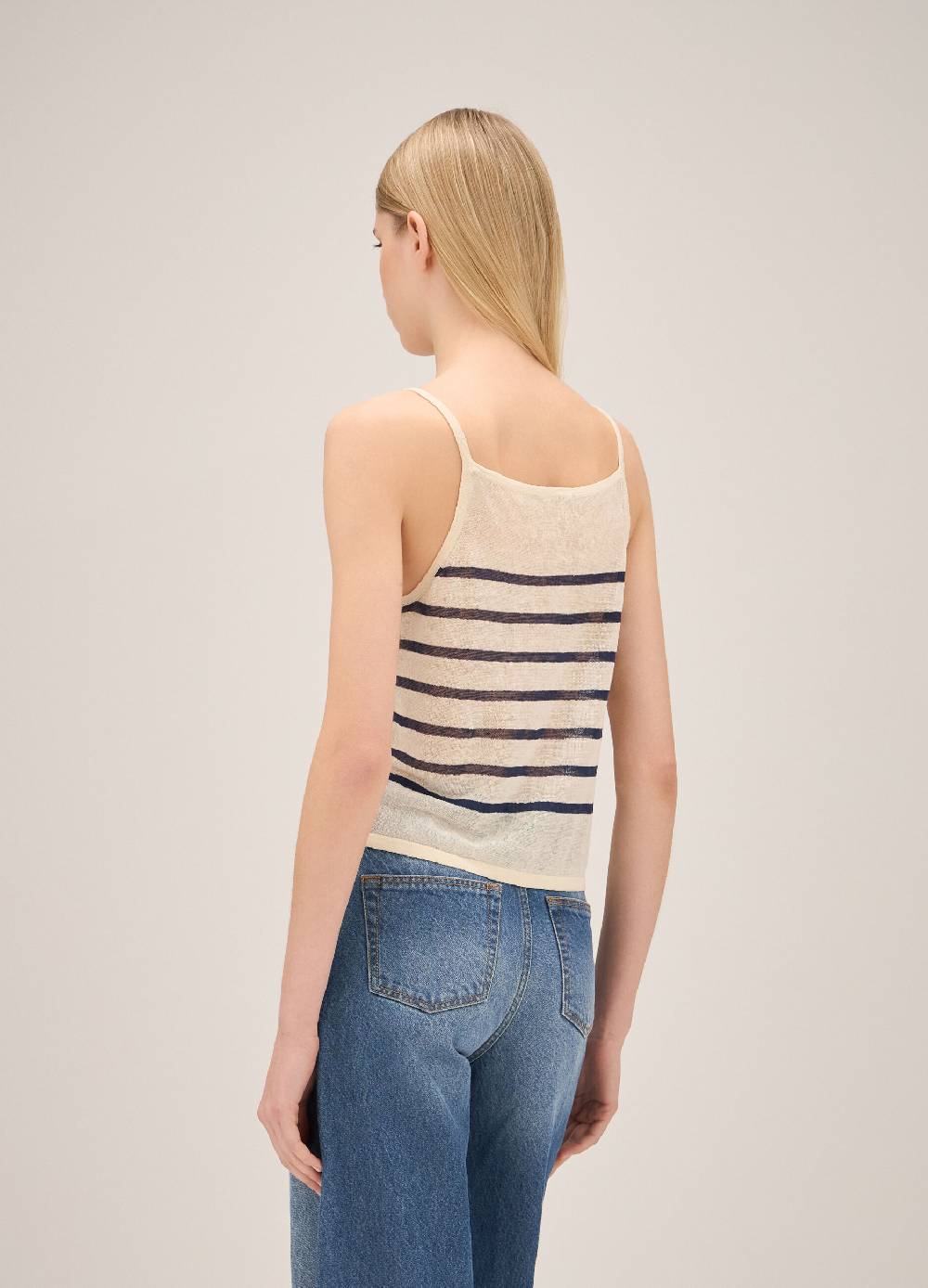 LES COPAINSTop A Righe Misto Lino