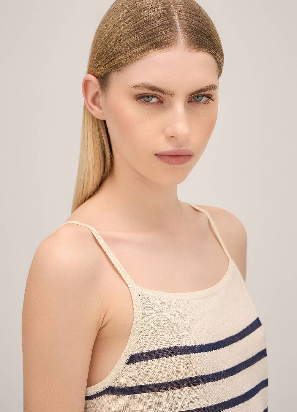 LES COPAINSTop A Righe Misto Lino