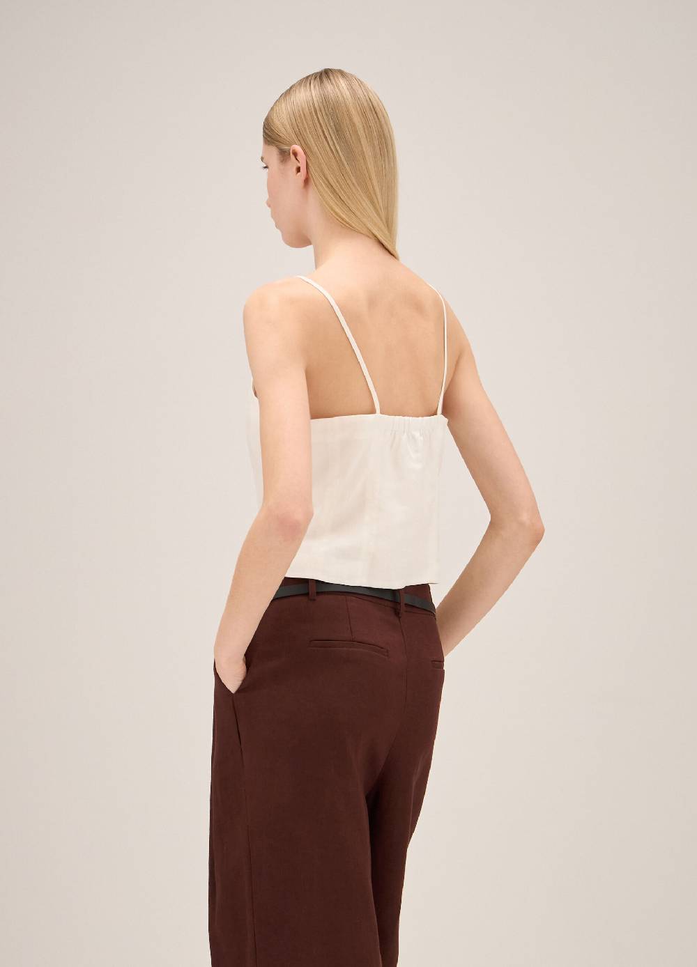 LES COPAINSTop Con Spalline In Misto Lino