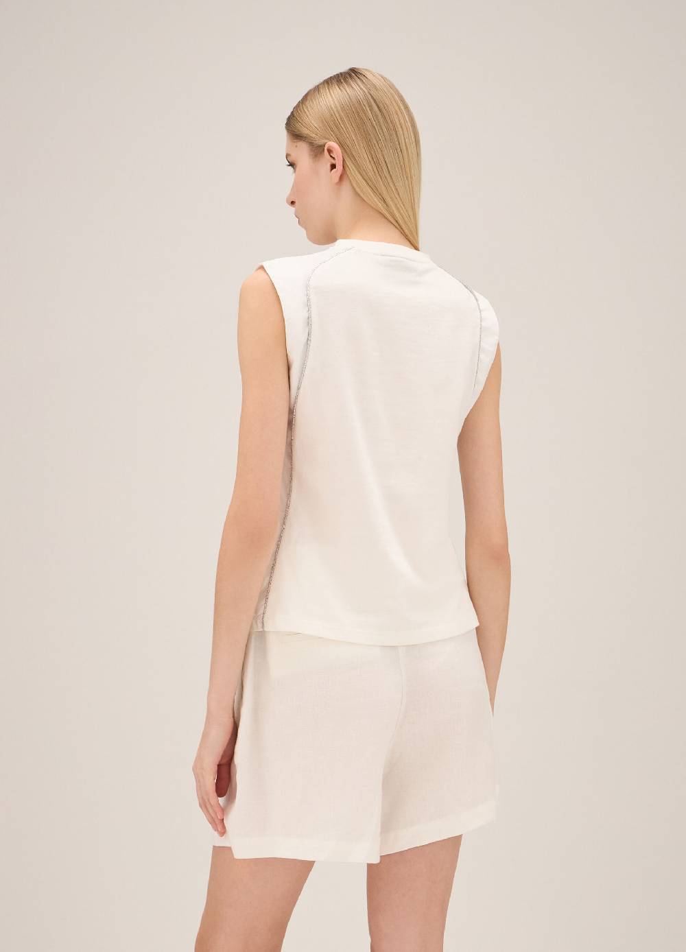 LES COPAINSTop In Cotone Con Dettaglio Glitter