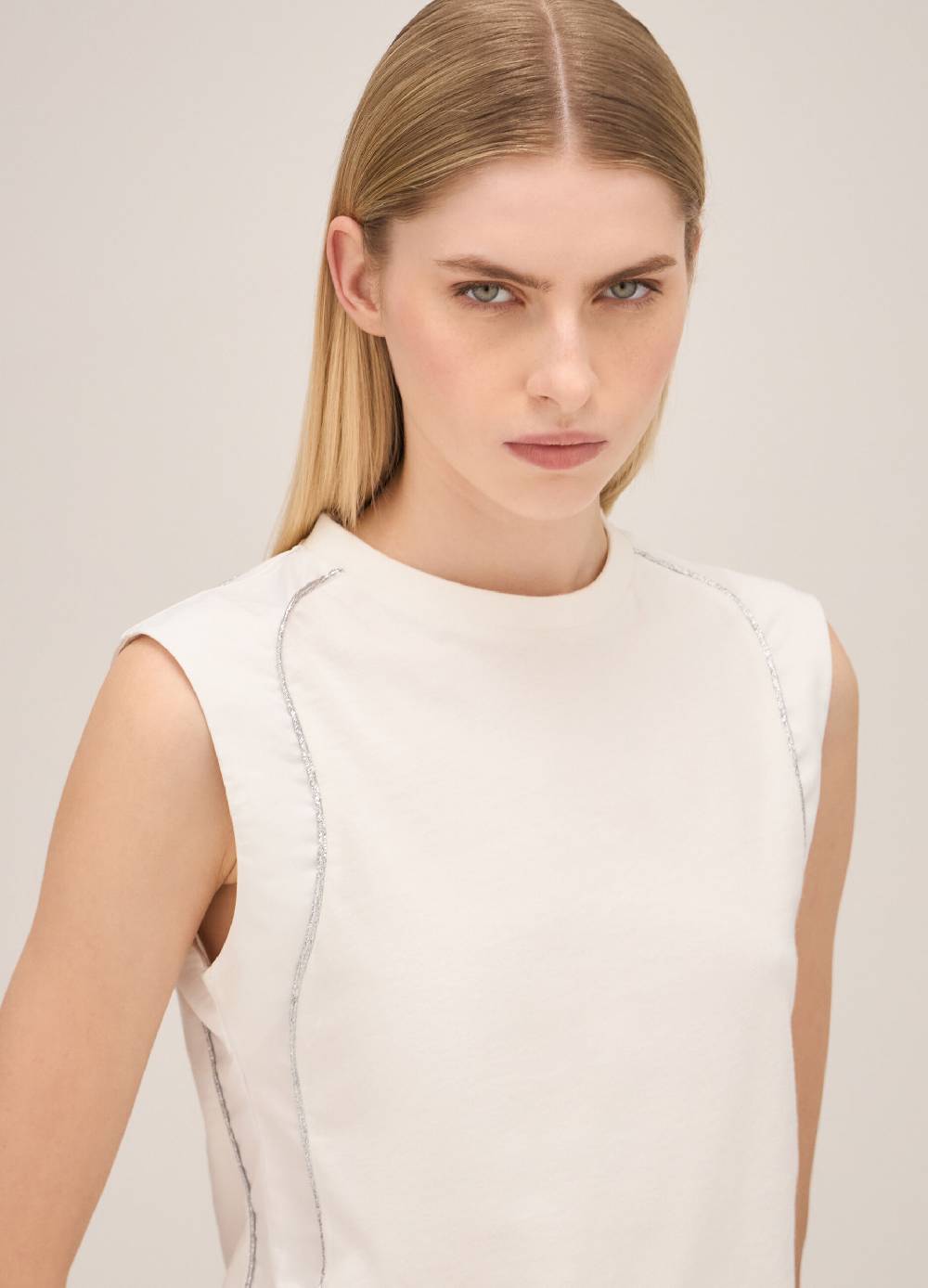 LES COPAINSTop In Cotone Con Dettaglio Glitter