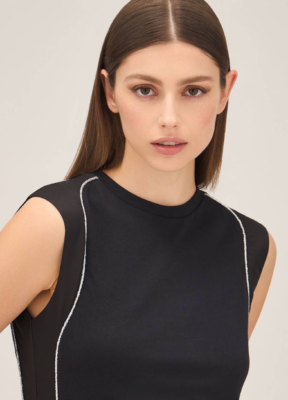 LES COPAINSTop In Cotone Con Dettaglio Glitter