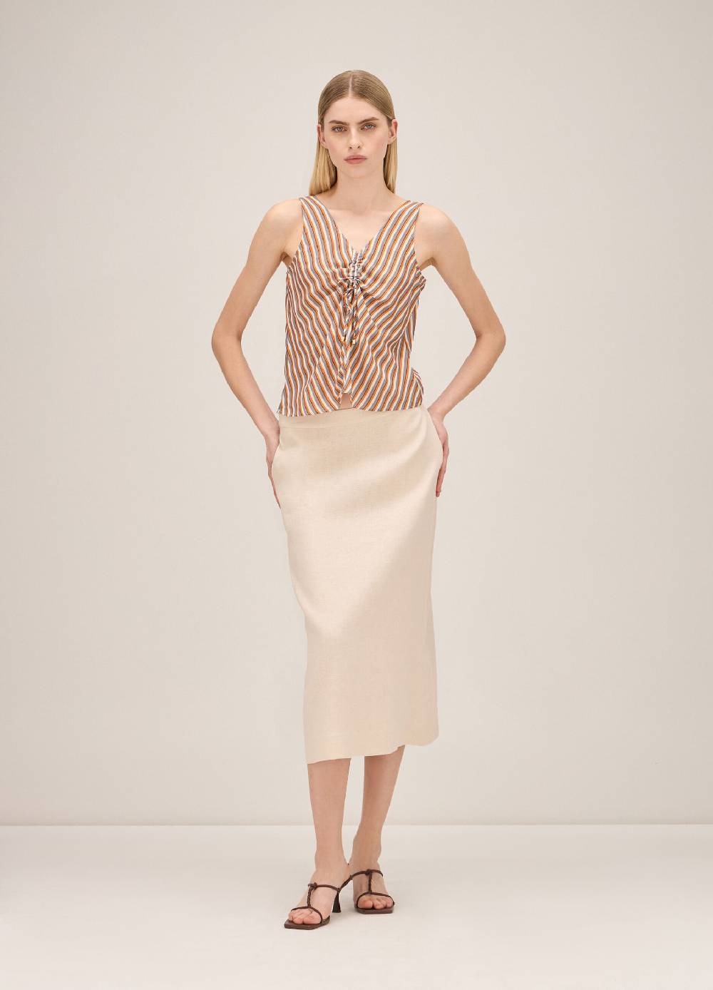 LES COPAINSTop in seta a righe