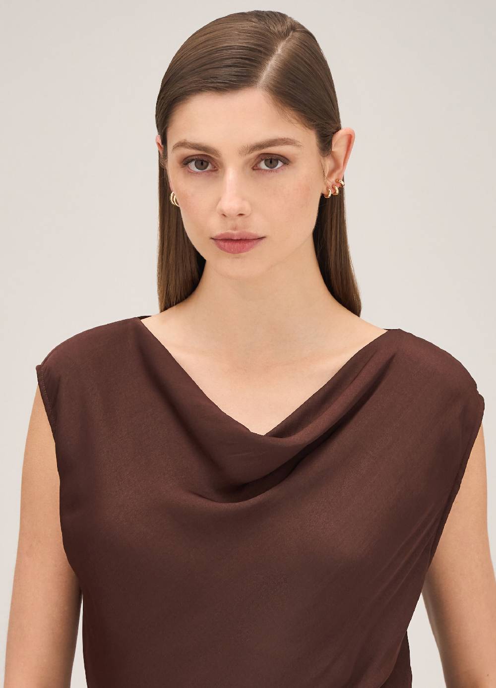 LES COPAINSTop Smanicato Con Drappeggio