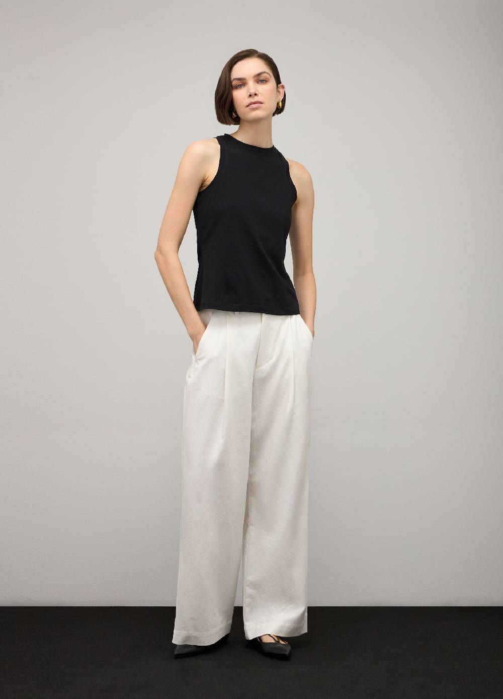 LES COPAINSTop smanicato in cotone stretch