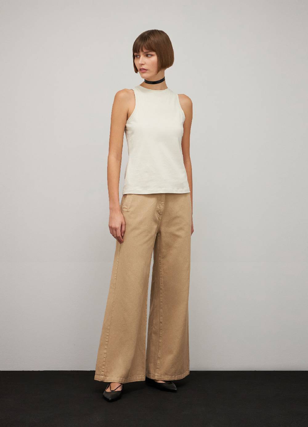 LES COPAINSTop smanicato in cotone stretch