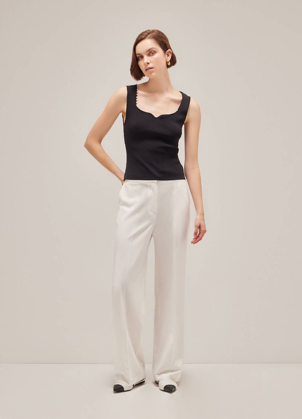 LES COPAINSTop smanicato in viscosa