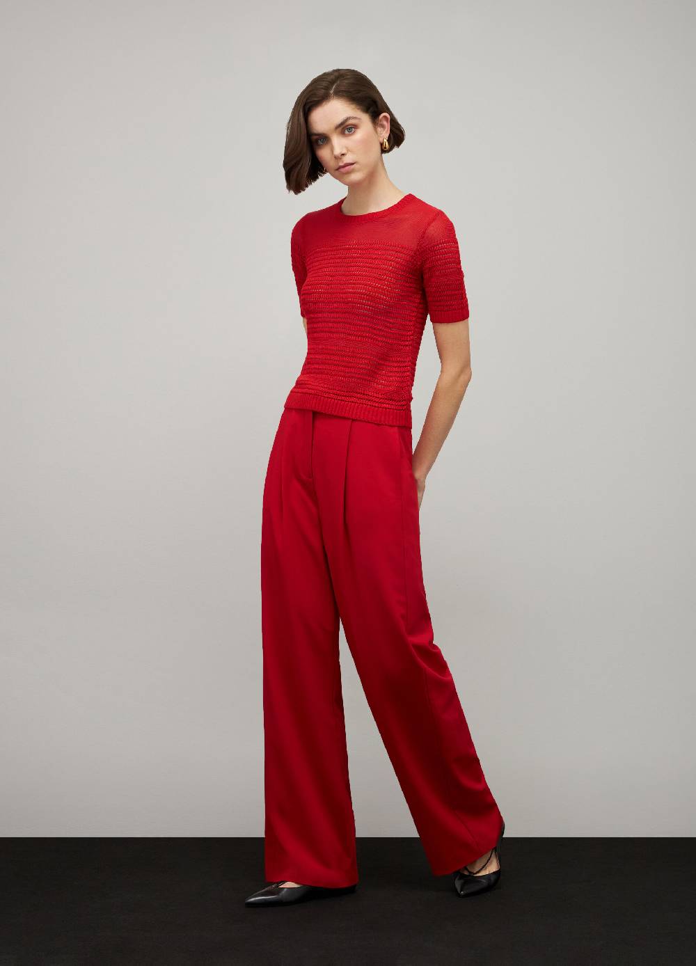 LES COPAINSTop tricot traforato maniche corte