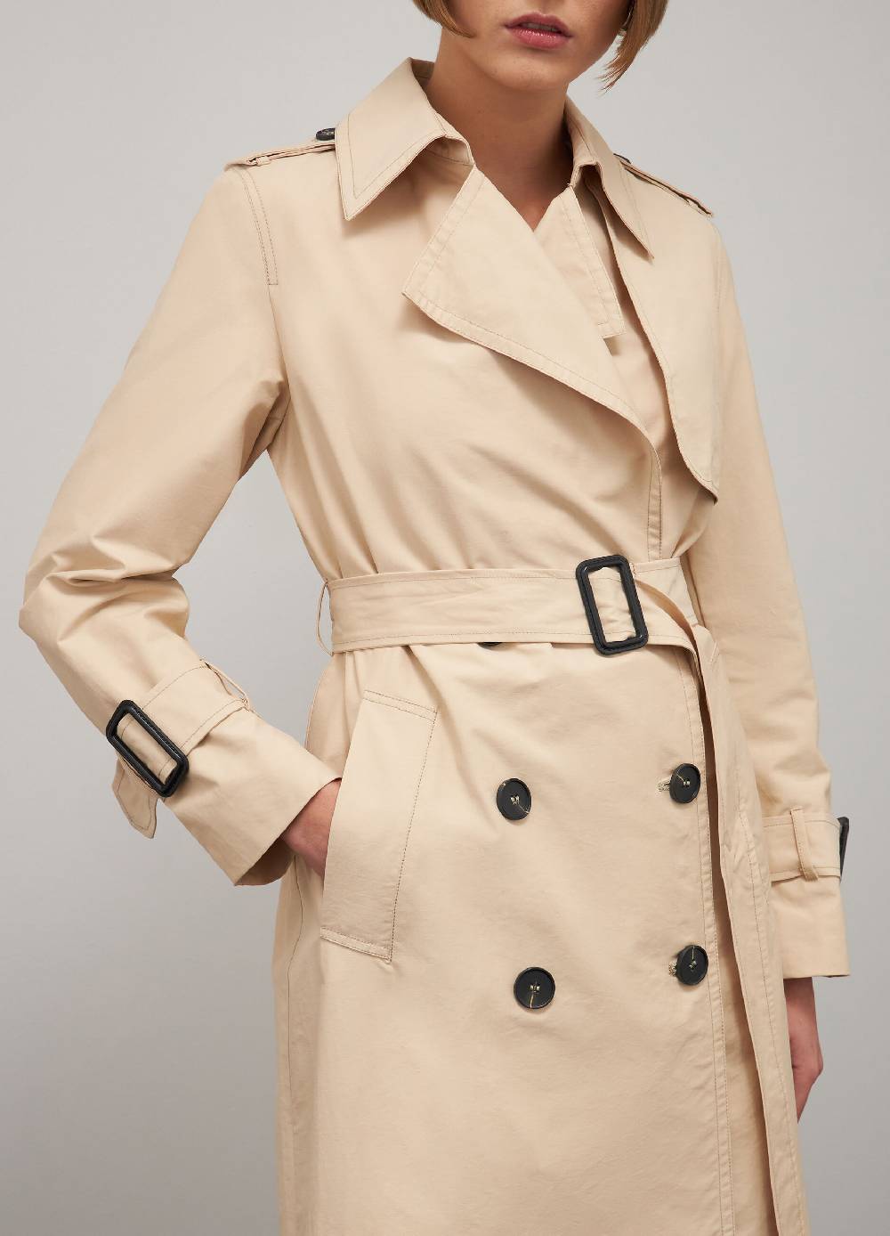 LES COPAINSTrench Coat In Misto Cotone