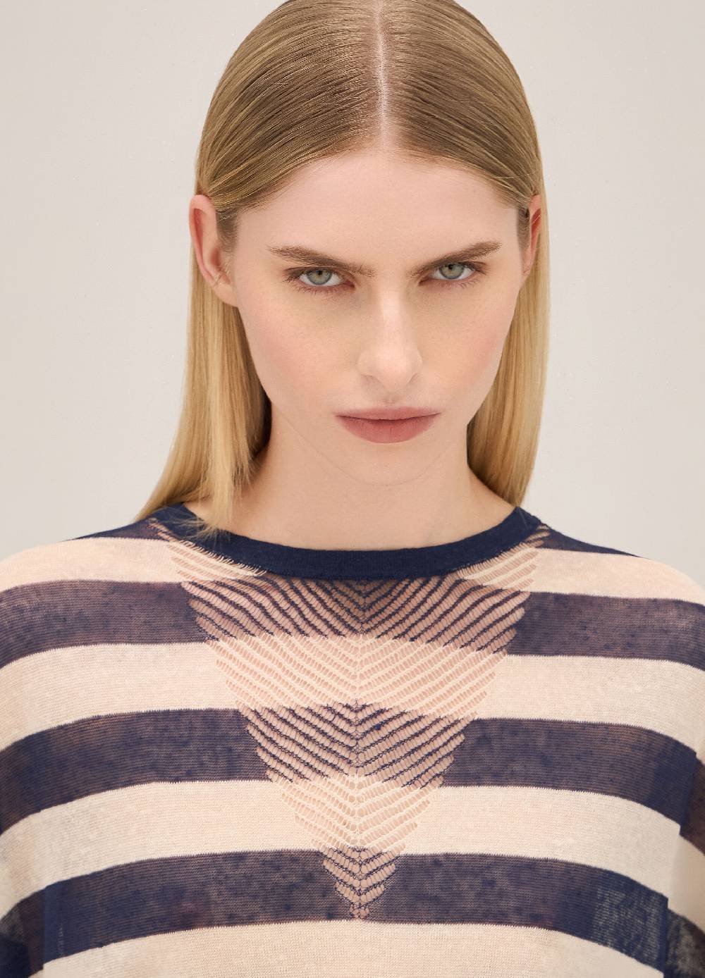 LES COPAINSMaglia Tricot A Maniche Corte In Misto Lino