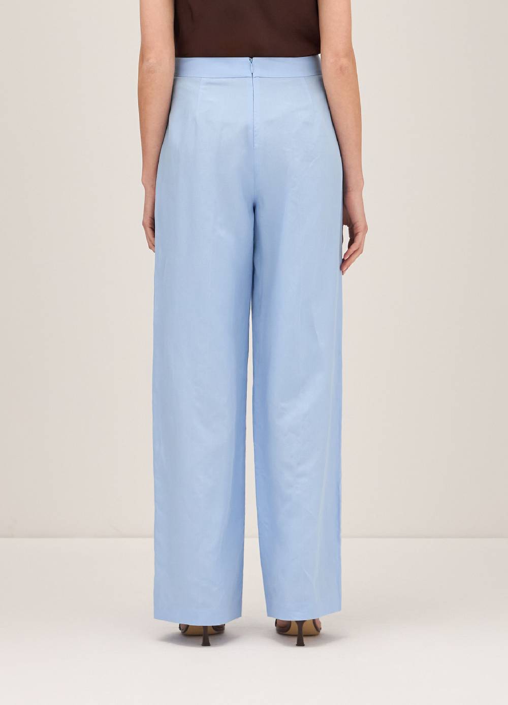 LES COPAINSPantaloni A Gamba Larga In Lyocell E Lino