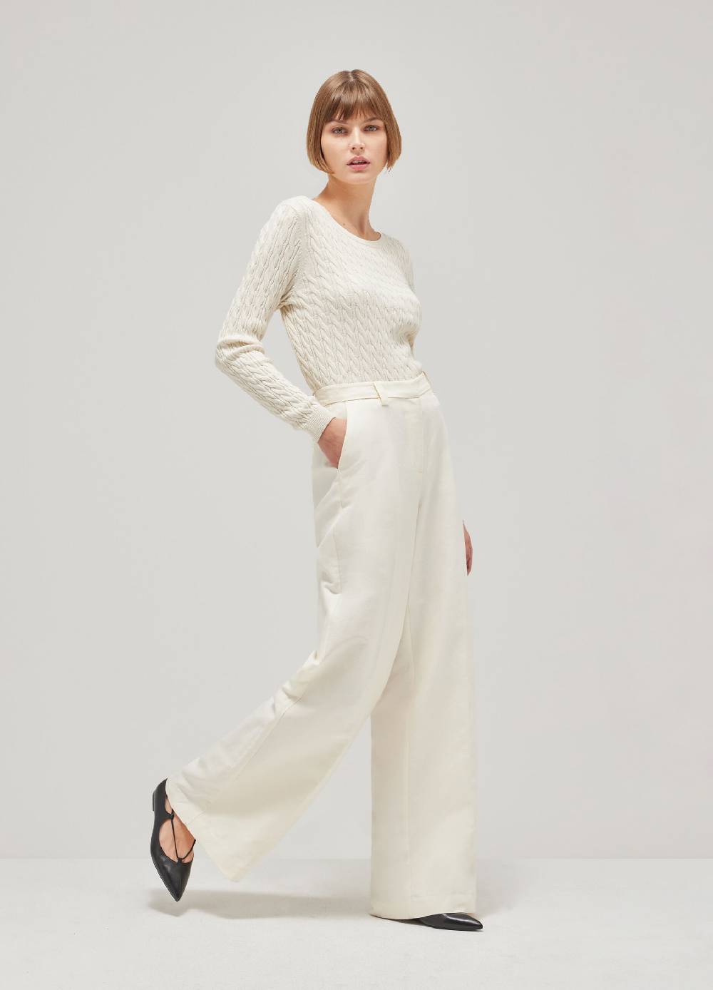 LES COPAINSPantaloni palazzo in lino cotone e viscosa