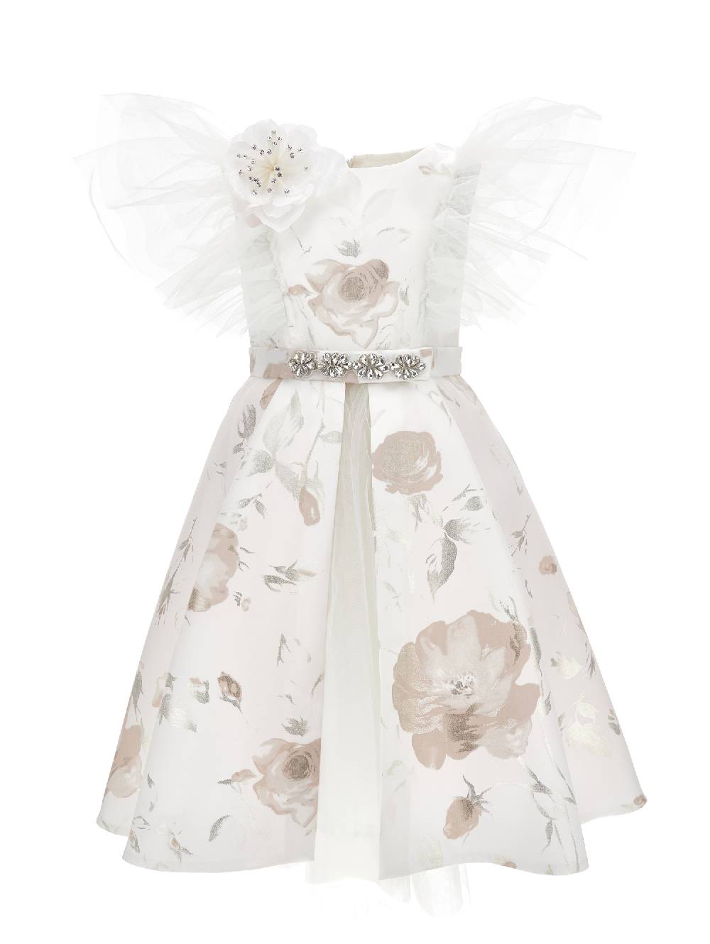 Monnalisa Abito Sunrise mikado tulle con gonna removibile