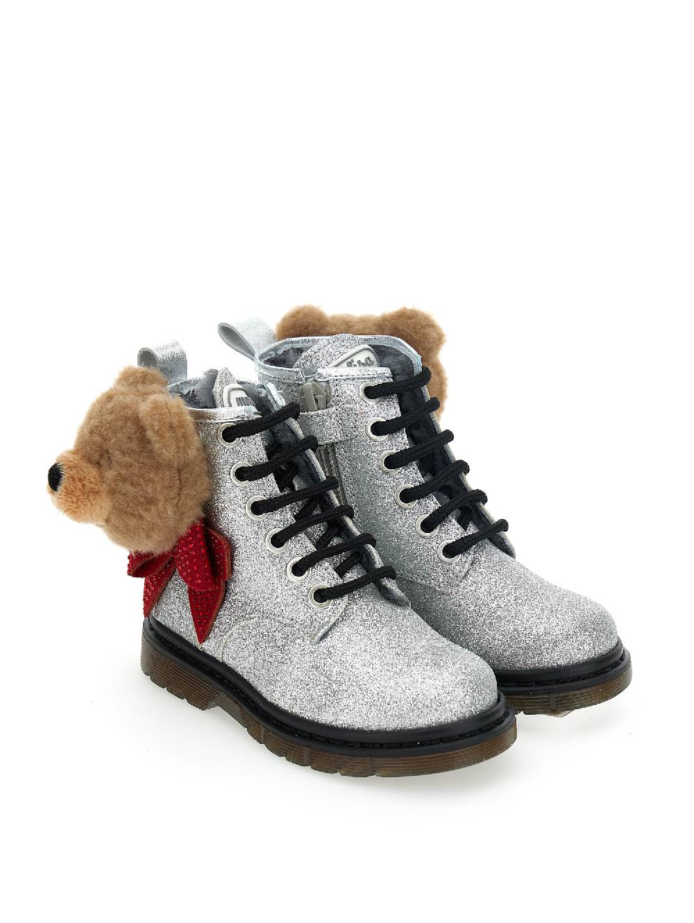 Monnalisa Anfibi Glitter Teddy Con Fodera In Montone