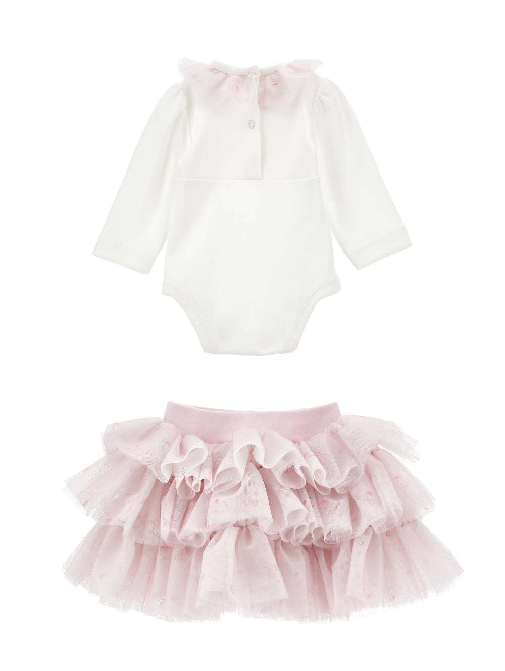 Monnalisa Completo 2 Pezzi Ricamato Con Tulle Stampato