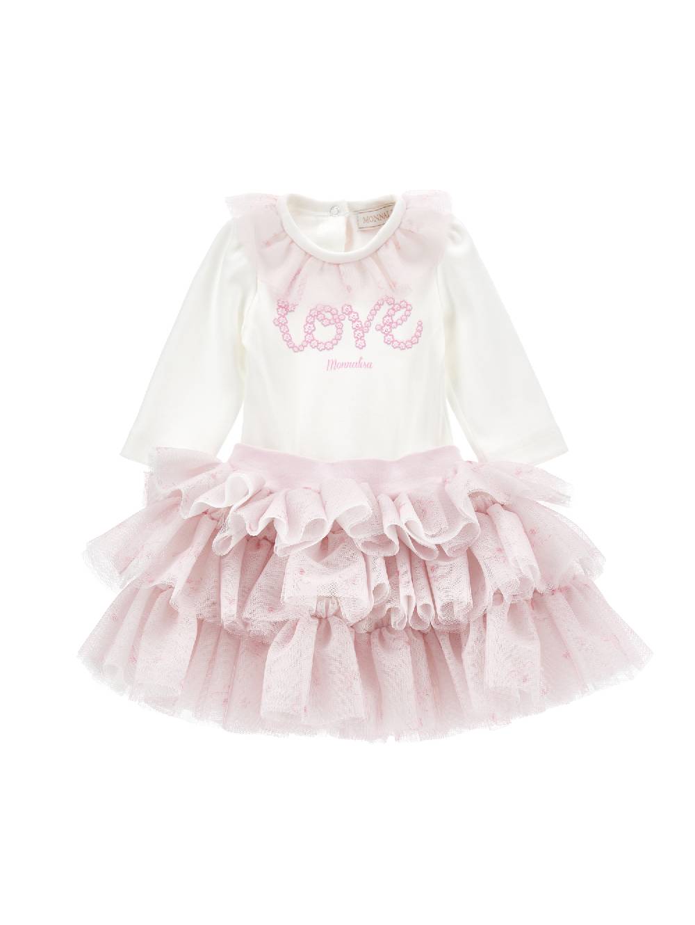 Monnalisa Completo 2 pezzi ricamato con tulle stampato