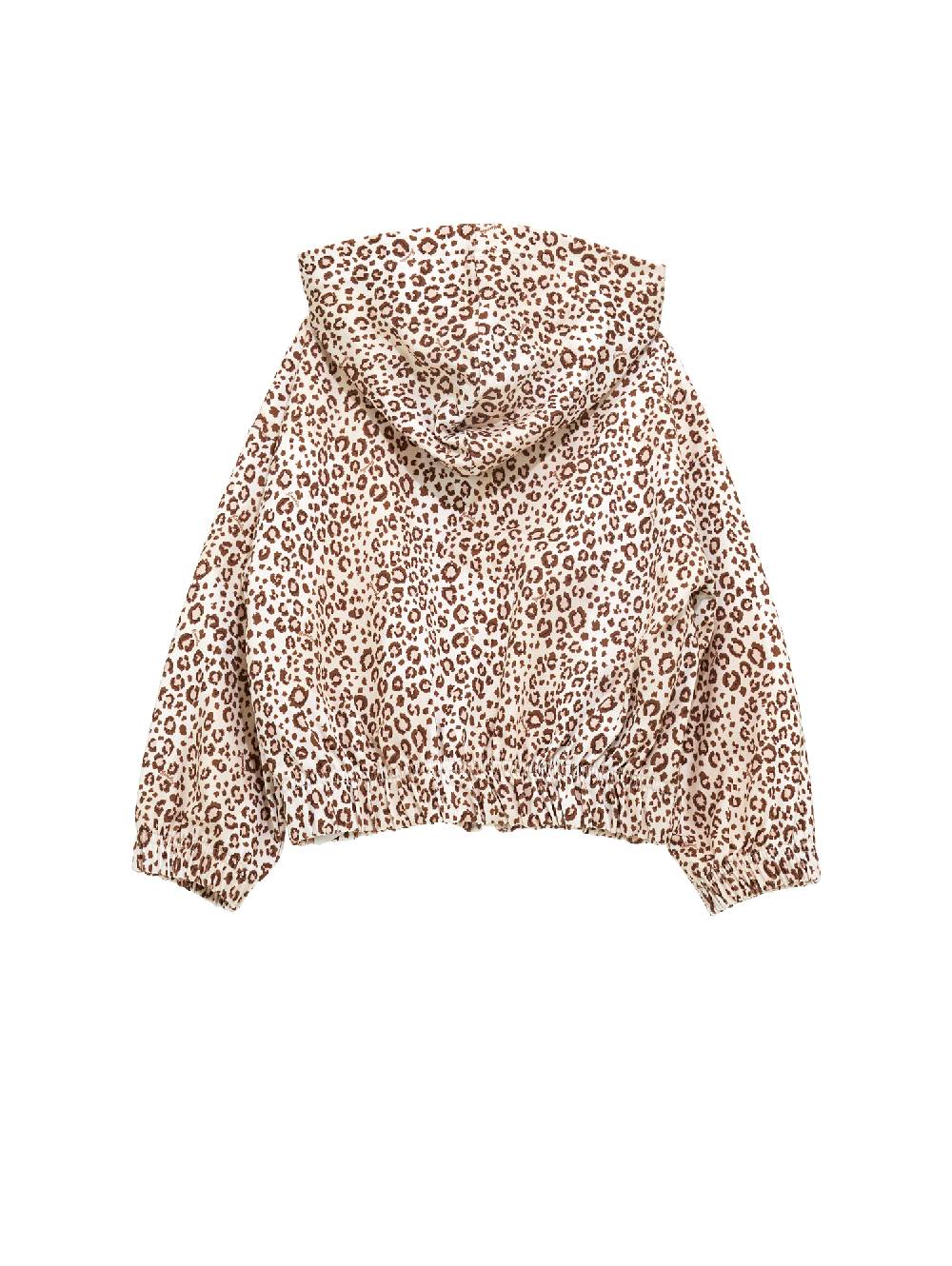 Monnalisa Felpa Aperta Stampa Animalier Con Cappuccio